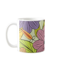 Primitive Flower Drawing Coffee Mugs