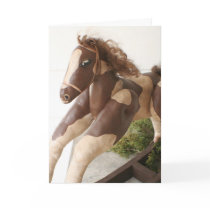 Primitive Folk Art Christmas Card - Rocking Horse