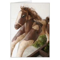 Primitive Folk Art Christmas Card - Rocking Horse cards