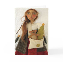 Primitive Folk Art Doll Christmas Card - Dandy