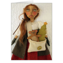 Primitive Folk Art Doll Christmas Card - Dandy cards