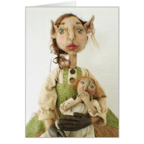 Primitive Folk Art Doll Christmas Card - Gwendolyn cards