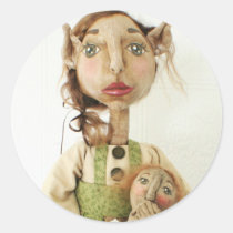 Primitive Folk Art Elf Sticker ~ Christmas Cards stickers