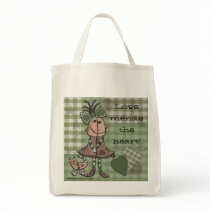 Primitive Girl and Cats Canvas Bag