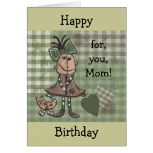 Primitive Girl and Cats Card