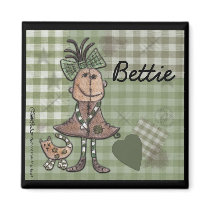 Primitive Girl and Cats Fridge Magnet