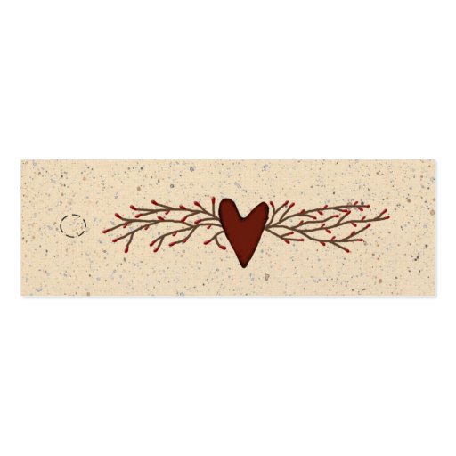 Primitive Heart Skinny Hang Tag Business Card Templates (front side)
