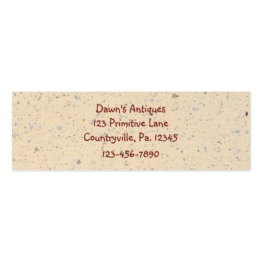 Primitive Heart Skinny Hang Tag Business Card Templates (back side)