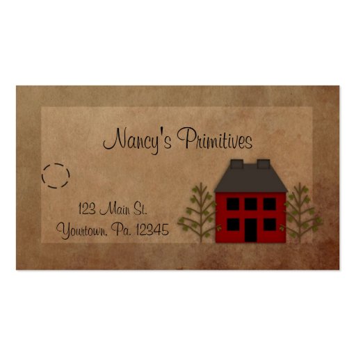 Primitive Home Hang Tag Business Card (front side)