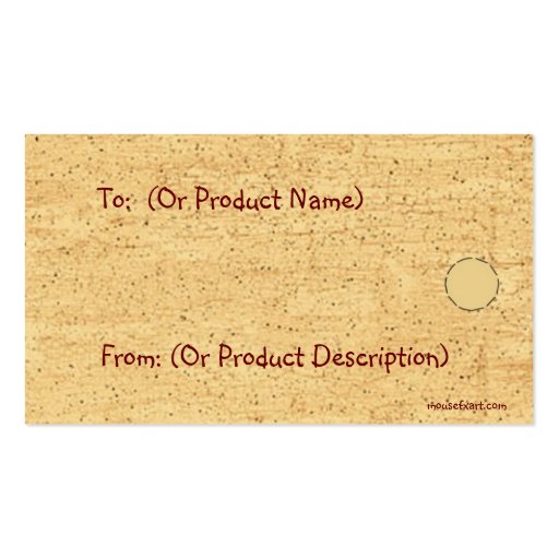 Primitive House Hang Tag Business Card Template (back side)