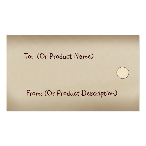 Primitive Jar Hang Tag Business Card Template (back side)