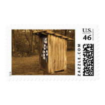 Primitive Outhouse Postage Stamp