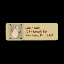 Primitive Snowman Address Label labels
