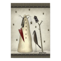 Primitive Snowman, Birdhouse, Crow posters
