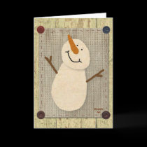 Primitive Snowman Card