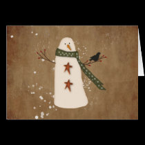 Primitive Snowman Large Font Christmas Card cards