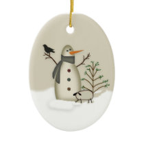 Primitive Snowman Ornament