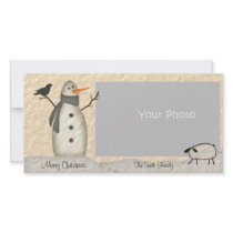 Primitive Snowman Photo Card photo cards