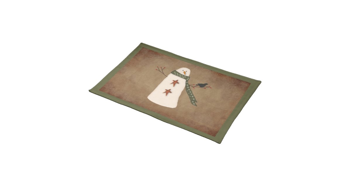 Primitive Snowman Placemat Zazzle