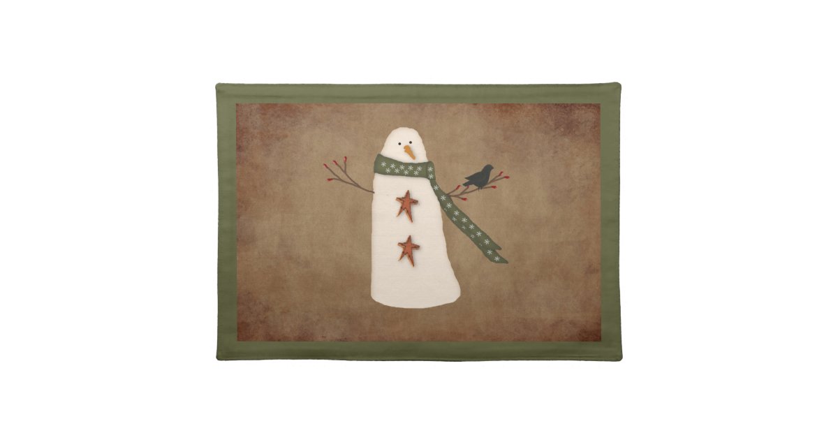 Primitive Snowman Placemat Zazzle