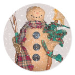 Primitive Snowman Sticker