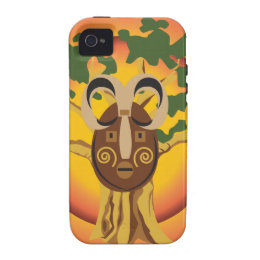Primitive Tribal Mask on Balboa Tree Glowing Sun Vibe iPhone 4 Cases