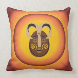 Primitive Tribal Mask Sun Glow Design Pillow