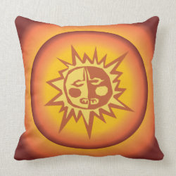 Primitive Tribal Sun Design Red Orange Glow Pillows