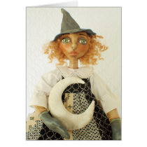 Primitive Witch Doll Halloween Greeting Card cards