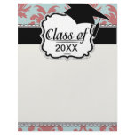 primrose red and muted aqua damask letterhead design