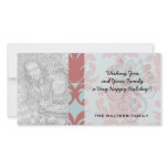 primrose red and muted aqua damask photo card template