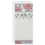 primrose red and muted aqua damask full color rack card