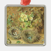 Primroses and Birds' Nests Christmas Tree Ornaments