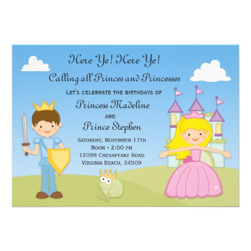 Prince and Princess Birthday Party Invitation