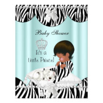 Prince Baby Shower Boy African American Zebra invitations