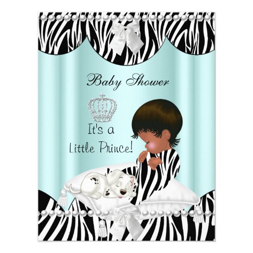 Prince Baby Shower Boy African American Zebra Personalized Invitation