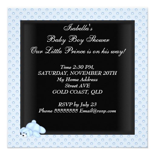 Prince Baby Shower Boy Blue Bassinette Personalized Announcement