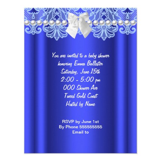 Prince Baby Shower Boy Blue Lace Puppy Personalized Invites