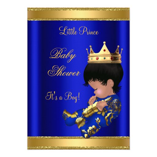 Prince Boy Baby Shower Blue 2 African American Invites
