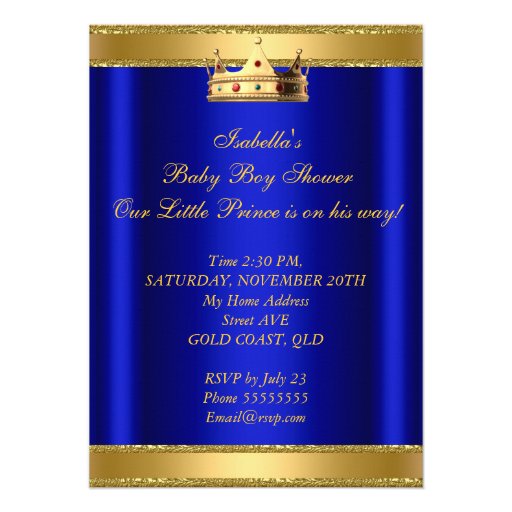 Prince Boy Baby Shower Blue Ethnic Custom Invite