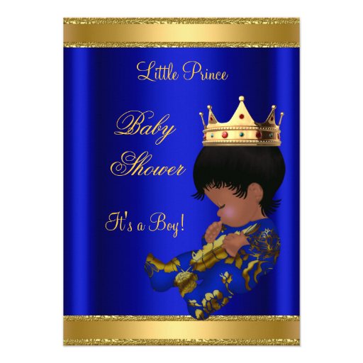 Prince Boy Baby Shower Blue Ethnic Custom Invite