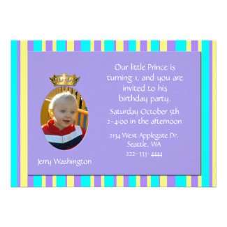 Prince Charming Crown Birthday Party Invitation