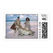 Prince Charming, Princess & Unicorn Horse Postage Stamp