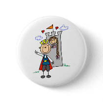 Prince Charming Rescues Rapunzel Button by stick_figures Prince Charming Rescues Rapunzel Button
