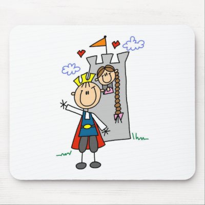 Prince Charming Rescues Rapunzel Mousepad by stick figures