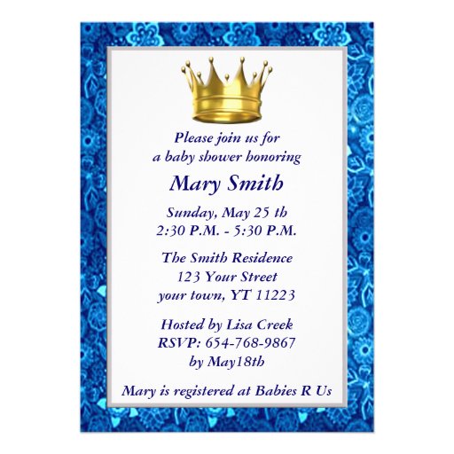 Prince Crown Baby Shower Invitation