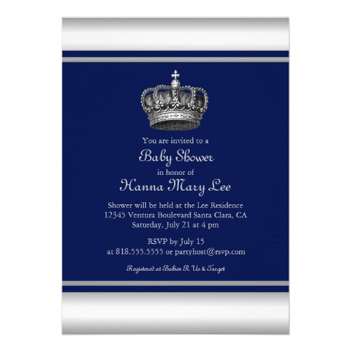 Prince Crown Baby Shower Invitation