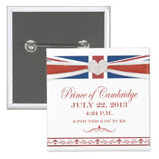 Prince of Cambridge Royal Baby Keepsake Buttons