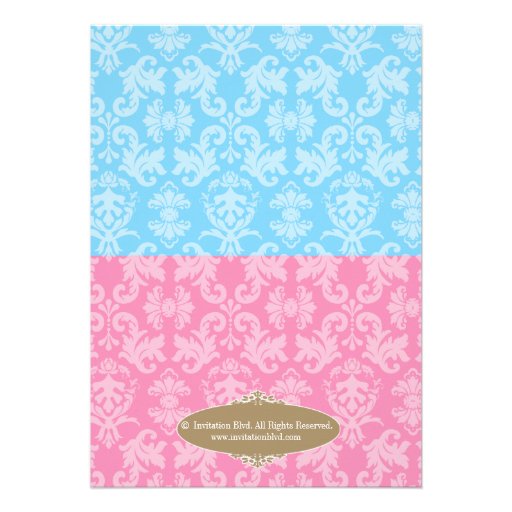 Prince or Princess Damask Gender Reveal Party Personalized Invitations