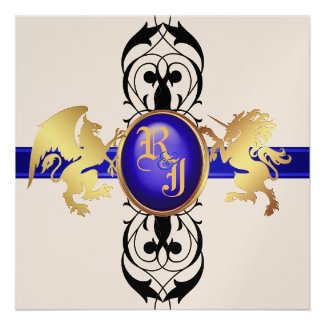 Prince & Princess Blue Champagne Invitation